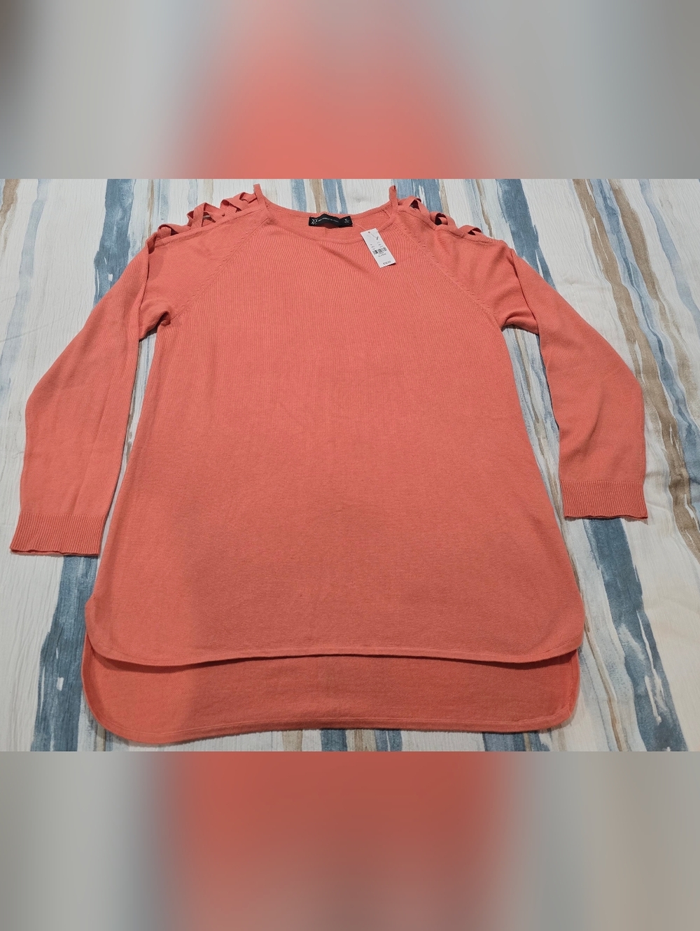 New York & Company Coral-Peach Knit Top